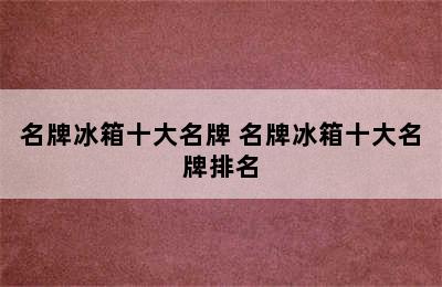 名牌冰箱十大名牌 名牌冰箱十大名牌排名